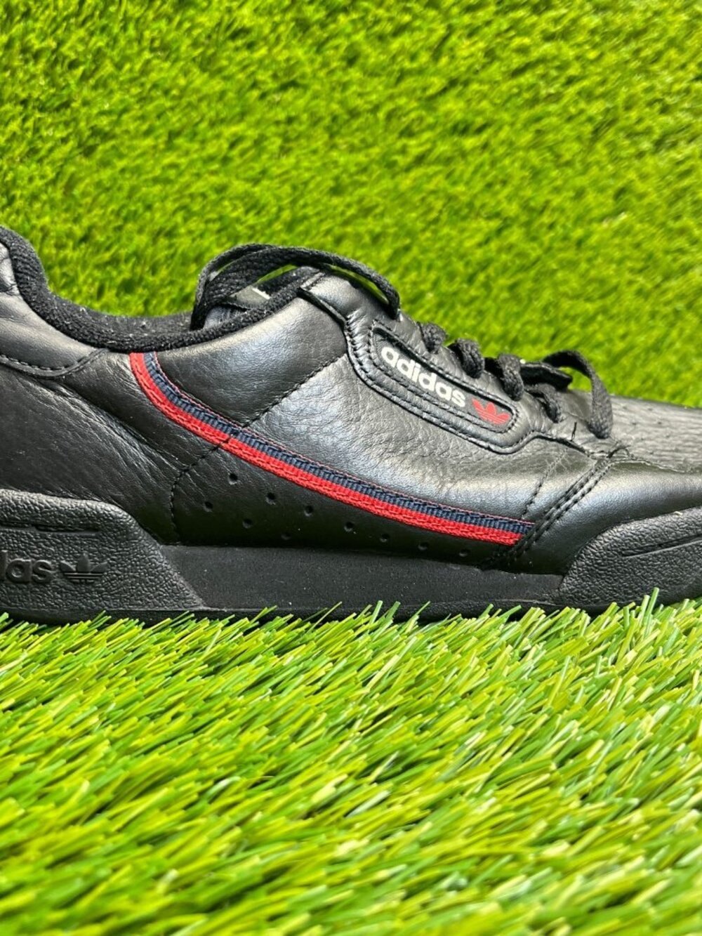 Adidas Continental 80 Mens Size 5.5‎ Black Red Athletic Leather Shoes Sneakers